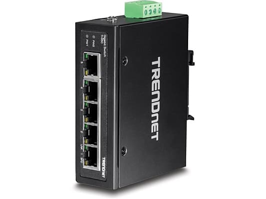 TRENDnet TI-G50 - Switch - ohanterad - 5 x 100/1000/10000 - DIN-skenmonterbar, väggmonterbar - likström - TAA-kompatibel