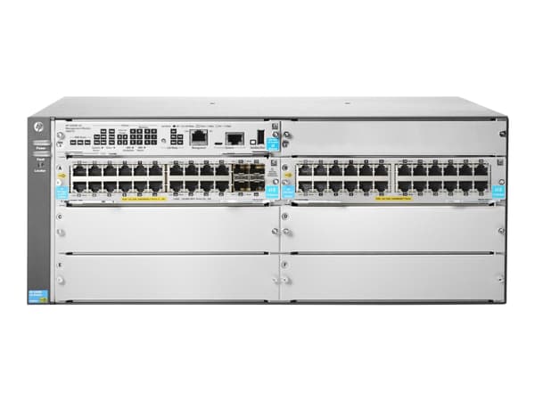 HPE Aruba 5406R 44GT PoE+ / 4SFP+ (ei virtalähdettä) v3 zl2 - Kytkin - Hallittu - 44 x 10/100/1000 (PoE+) + 4 x 1 Gigabit / 10 Gigabit SFP+ - telinee