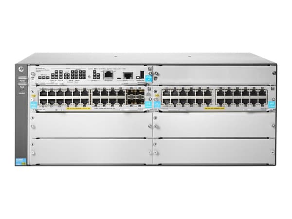 HPE Aruba 5406R 44GT PoE+ / 4SFP+ (ei virtalähdettä) v3 zl2 - Kytkin - Hallittu - 44 x 10/100/1000 (PoE+) + 4 x 1 Gigabit / 10 Gigabit SFP+ - telinee Harmaa