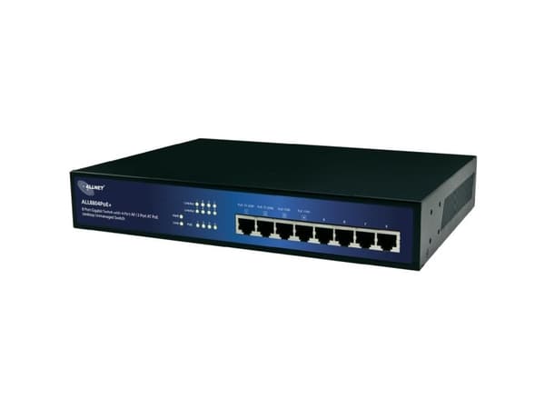 ALLNET ALL8804POE+, Ikke administreret, L2, Gigabit Ethernet (10/100/1000), Strøm over Ethernet (PoE), Stativ-montering