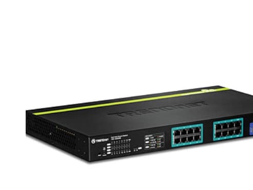 TRENDnet TPE 1620WS 16-Port Gigabit Web Smart PoE+ Switch - Switch - Administrerad - 16 x 10/100/1000 (PoE+) + 2 x delad Gigabit SFP - skrivbordsmode