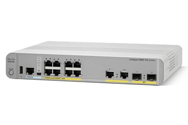 Cisco Catalyst 2960CX-8PC-L - Switch - Administrerad - 8 x 10/100/1000 (PoE+) + 2 x SFP + 2 x 10/100/1000 - skrivbordsmodell, rackmonterbar, DIN-sken