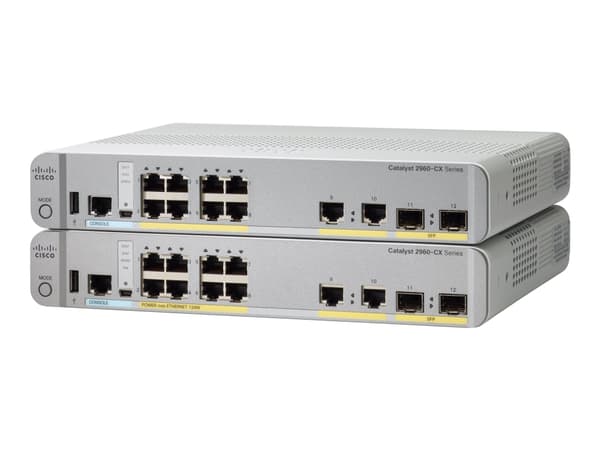 Cisco Catalyst 2960CX-8PC-L - Switch - Administrerad - 8 x 10/100/1000 (PoE+) + 2 x SFP + 2 x 10/100/1000 - skrivbordsmodell, rackmonterbar, DIN-sken