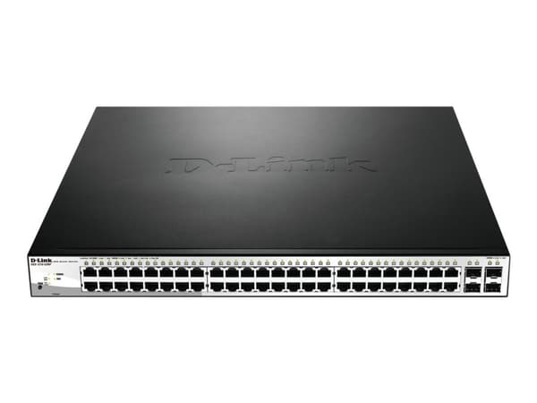 D-Link Web Smart DGS-1210-52MP - Switch - Styrt - 8 x 10/100/1000 (PoE+) + 40 x 10/100/1000 (PoE) + 4 x SFP - stasjonær, rackmonterbar - PoE+ (370 W)
