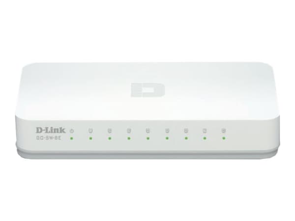 dlinkgo 8-Port Fast Ethernet Easy Desktop Switch GO-SW-8E - Switch - 8 x 10/100 - stasjonær - DC-strøm Hvit