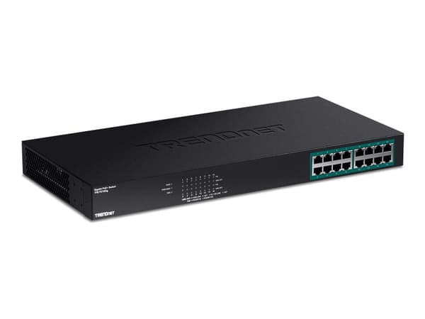 TRENDnet TPE TG160G - Switch - 16 x 10/100/1000 (PoE+) - monterbar på stativ - PoE+ (246 W) - TAA-kompatibel