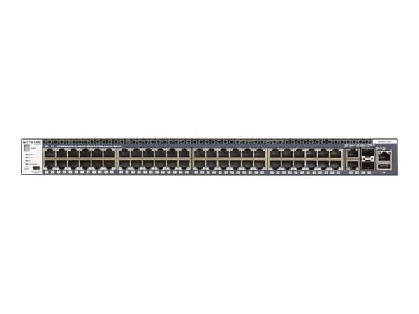 NETGEAR M4300-52G - Kytkin - L3 - Hallittu - 2 x 10/100/1000/10000 + 2 x 10 Gigabit SFP+ + 48 x 10/100/1000 - edestä taaksepäin suuntautuva ilmavirta