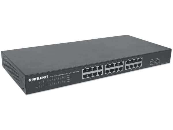 Intellinet 561044, Ohanterad, L2, Gigabit Ethernet (10/100/1000), Full duplex, Rackmontering, 1U