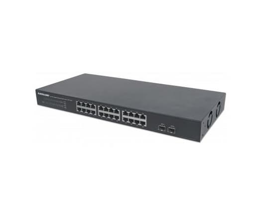 Intellinet 561044, Uhåndtert, L2, Gigabit Ethernet (10/100/1000), Full tosidig, Rack-montering, 1U Sort