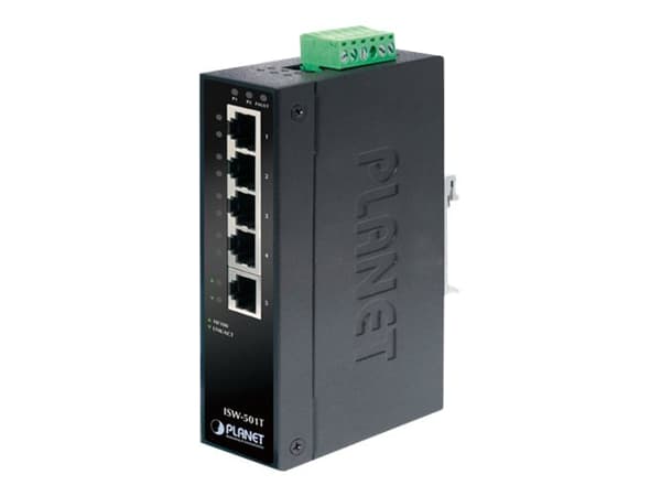 PLANET ISW-501T - Switch - 5 x 10/100 - DIN-skinnemonterbar, veggmonterbar Blå