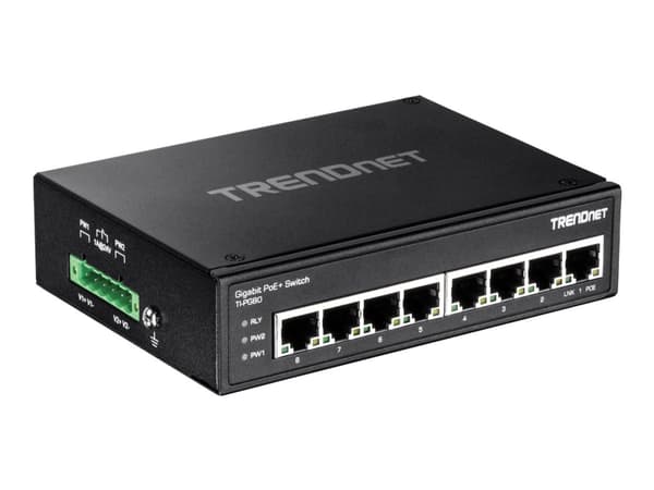 Trendnet TI-PG80, Hallitsematon, L2, Gigabit Ethernet (10/100/1000), Täysin kaksipuolinen, Power over Ethernet -tuki, Seinäkiinnitteinen