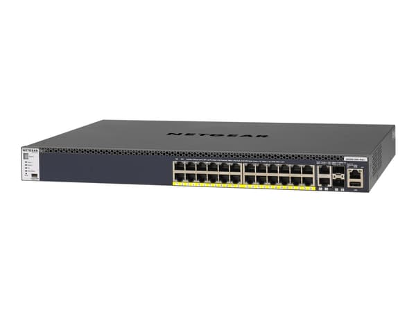 NETGEAR M4300-28G-PoE+ - Switch - L3 - Styrt - 2 x 10/100/1000/10000 + 2 x 10 Gigabit SFP+ + 24 x 10/100/1000 (PoE+) - front til bakside-luftflyt - r