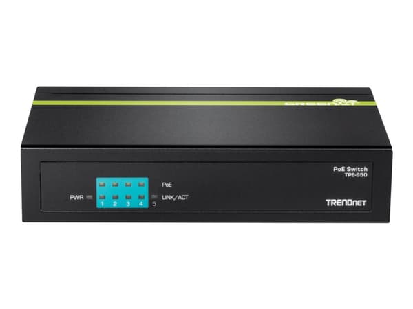 TRENDnet TPE S50 - Switch - ohanterad - 4 x 10/100 (PoE) + 1 x 10/100 - skrivbordsmodell - PoE (31 W)