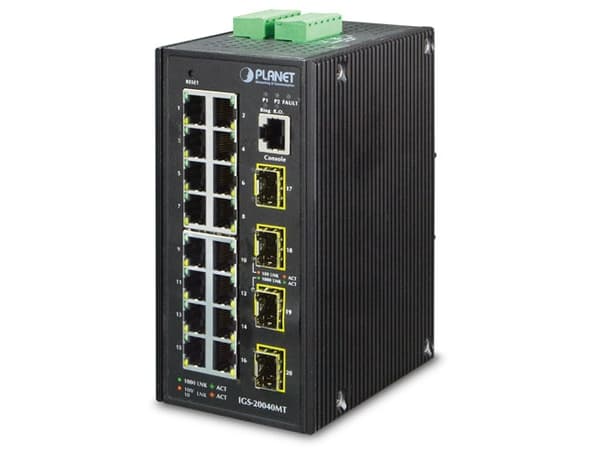 PLANET IGS-20040MT, Hallittu, L2+, Gigabit Ethernet (10/100/1000), Täysin kaksipuolinen, Seinäkiinnitteinen