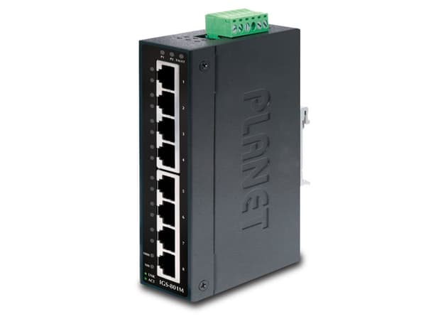 PLANET IGS-801M - Switch - Styrt - 8 x 10/100/1000 - DIN-skinnemonterbar