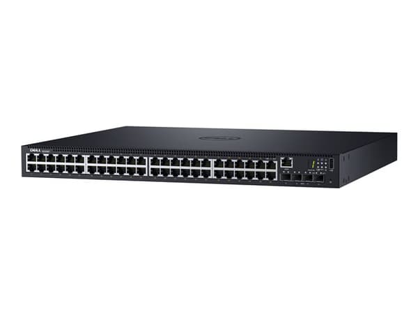 Dell Networking N1548P - Switch - L2+ - Administrerad - 48 x 10/100/1000 + 4 x 10 Gigabit SFP+ - främre till bakre luftflöde - rackmonterbar - PoE+ ( Svart