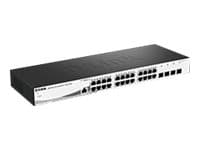 D-Link DGS 1210-28/ME - Switch - Administreret - 24 x 10/100/1000 + 4 x Gigabit SFP - monterbar på stativ Svart, Grå