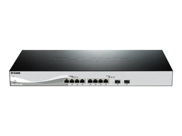D-Link DXS 1210-10TS - Switch - Styrt - 8 x 10GBase-T + 2 x 10 Gigabit SFP+ - rackmonterbar Sort, Sølv