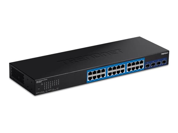 TRENDnet TEG 30284 - Switch - smart - 24 x 10/100/1000 + 4 x 10 Gigabit SFP+ - rackmonterbar - TAA-kompatibel Svart
