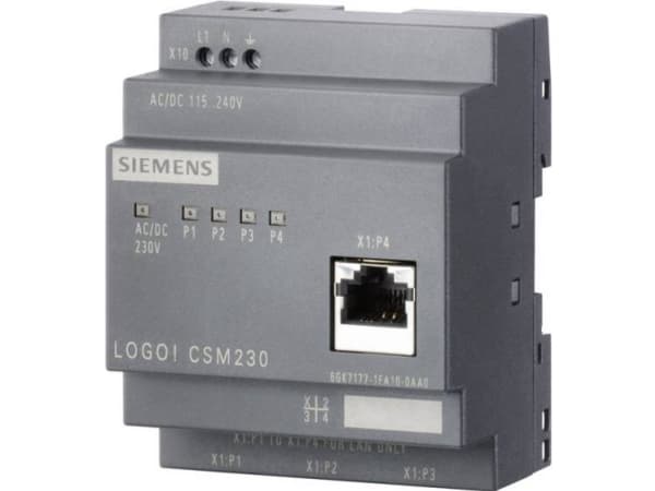 Siemens LOGO! CSM12/24, Grå, 0,1 Gbit/s, Koblet med ledninger (ikke trådløs), 10/100Base-T(X), 12 - 24 V, REACH, RoHS, WEEE