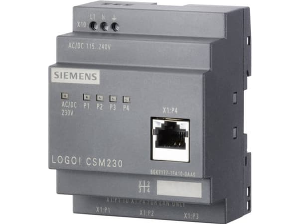 Siemens LOGO! CSM12/24, Grå, 0,1 Gbit/s, Koblet med ledninger (ikke trådløs), 10/100Base-T(X), 12 - 24 V, REACH, RoHS, WEEE