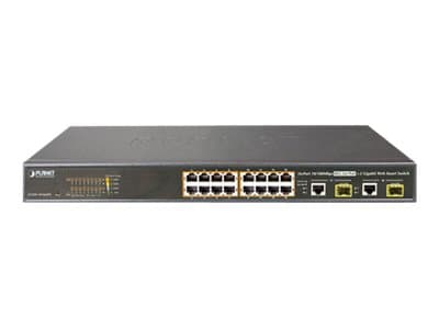 PLANET FGSW-1816HPS - Switch - Administrerad - 16 x 10/100 + 2 x kombinations-Gigabit SFP - skrivbordsmodell