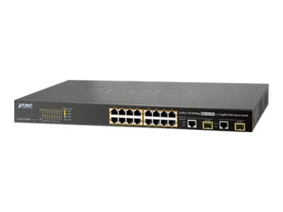 PLANET FGSW-1816HPS - Switch - Administrerad - 16 x 10/100 + 2 x kombinations-Gigabit SFP - skrivbordsmodell Blå