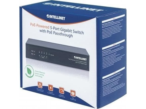 INTELLINET 561082 Intellinet PoE/PoE+ Passthrough Gigabit Switch 5x 10/100/1000 (1xPD, 4xPSE) 68W