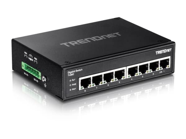 TRENDnet TI-G80 - Switch - ikke administreret - 8 x 100/1000 - DIN monterbar på skinne, væg-monterbar - DC strøm