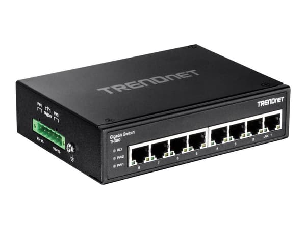 TRENDnet TI-G80 - Switch - ikke administreret - 8 x 100/1000 - DIN monterbar på skinne, væg-monterbar - DC strøm