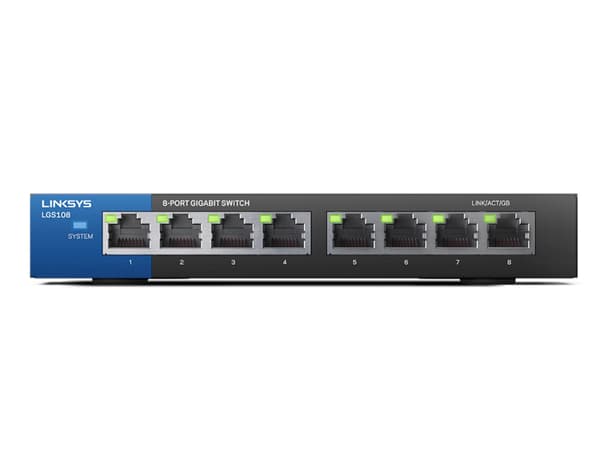 Linksys LGS108P, Hallitsematon, L2, Gigabit Ethernet (10/100/1000), Power over Ethernet -tuki, Seinäkiinnitteinen