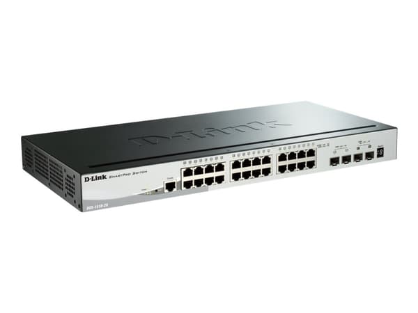 D-Link SmartPro DGS-1510-28X - Switch - L3 - Administrerad - 24 x 10/100/1000 + 4 x 10 Gigabit SFP+ - skrivbordsmodell, rackmonterbar