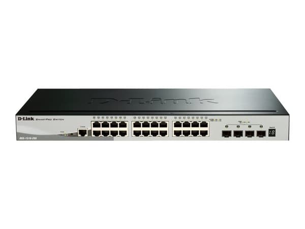 D-Link SmartPro DGS-1510-28X - Switch - L3 - Administrerad - 24 x 10/100/1000 + 4 x 10 Gigabit SFP+ - skrivbordsmodell, rackmonterbar