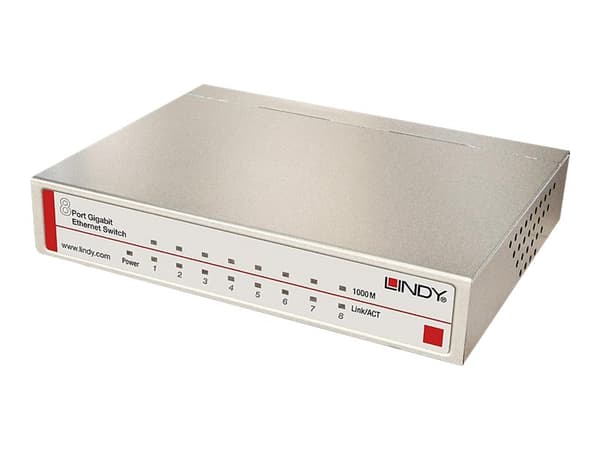 Lindy Gigabit Desktop Switch - Switch - 8 x 10/100/1000 - stasjonær