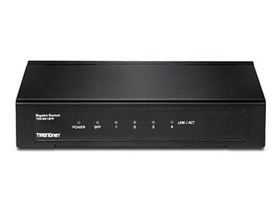 TRENDnet TEG S51SFP - Switch - ohanterad - 4 x 10/100/1000 + 1 x Gigabit SFP - väggmonterbar - TAA-kompatibel