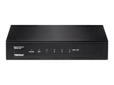 TRENDnet TEG S51SFP - Switch - ikke-styrt - 4 x 10/100/1000 + 1 x Gigabit SFP - veggmonterbar - TAA-samsvar Sort