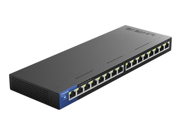 Linksys Business LGS116 - Kytkin - valvomaton - 16 x 10/100/1000 - työpöytä, seinään kiinnitettävä - AC 100/230 V