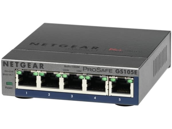 NETGEAR GS105E-200PES nettverkssvitsj Håndtert L2/L3 Gigabit Ethernet (10/100/1000) Grå