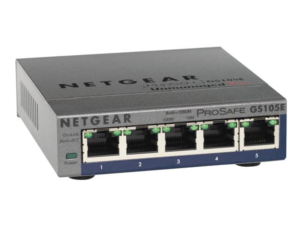 NETGEAR GS105E-200PES nettverkssvitsj Håndtert L2/L3 Gigabit Ethernet (10/100/1000) Grå Grå