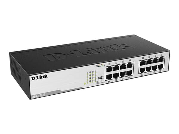 D-Link DGS 1016D - Switch - ohanterad - 16 x 10/100/1000 - skrivbordsmodell, rackmonterbar