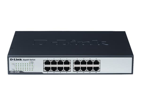 D-Link DGS 1016D - Switch - ohanterad - 16 x 10/100/1000 - skrivbordsmodell, rackmonterbar