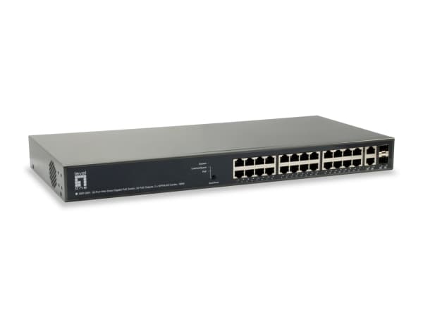 LevelOne GEP-2651 - Switch - smart - 24 x 10/100/1000 (PoE+) + 2 x kombinations-Gigabit SFP - rackmonterbar - PoE+ (185 W)