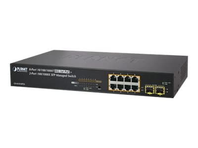 PLANET GS-4210-8P2S - Switch - L4 - Administrerad - 8 x 10/100/1000 (PoE+) + 2 x SFP - rackmonterbar - PoE+ (120 W) Blå