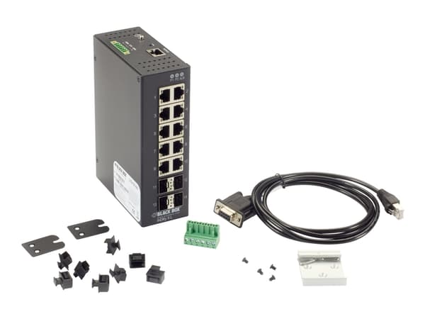Black Box Industrial Managed Ethernet Switch - Switch - Styrt - 10 x 10/100/1000 + 4 x SFP - stasjonær, DIN-skinnemonterbar, veggmonterbar