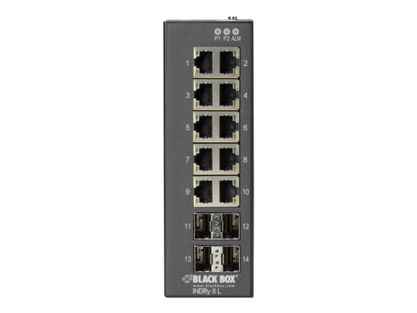 Black Box Industrial Managed Ethernet Switch - Switch - Styrt - 10 x 10/100/1000 + 4 x SFP - stasjonær, DIN-skinnemonterbar, veggmonterbar