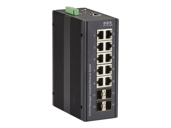 Black Box Industrial Managed Ethernet Switch - Switch - Styrt - 10 x 10/100/1000 + 4 x SFP - stasjonær, DIN-skinnemonterbar, veggmonterbar