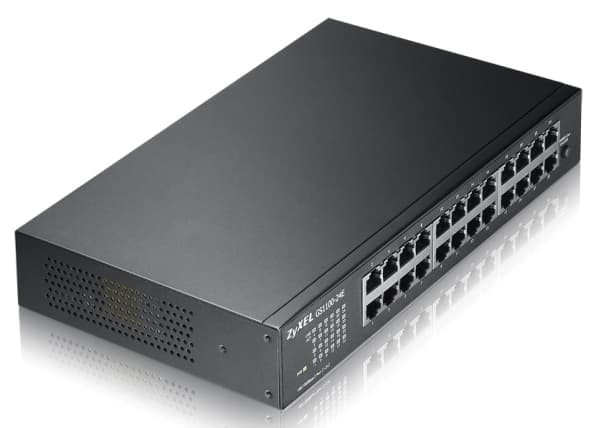 Zyxel GS-1100-24E - Kytkin - hallitsematon - 24 x 10/100/1000 - työpöydälle, telineeseen tai seinään asennettava