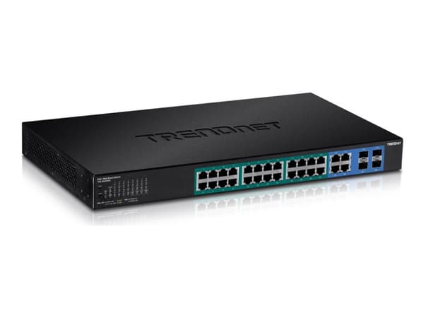 TRENDnet TPE TPE-2840WS 28-Port Gigabit Web Smart PoE+ Switch - Switch - Styrt - 4 x 10/100/1000 (PoE+) + 20 x 10/100/1000 (PoE) + 4 x SFP - stasjonæ