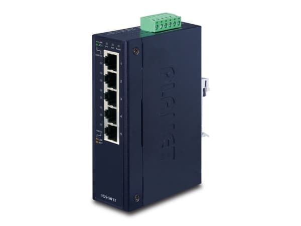 PLANET IGS-501T - Switch - 5 x 10/100/1000 - DIN-skenmonterbar - Likström