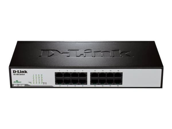 D-Link DES 1016D - Switch - 16 x 10/100 - skrivbordsmodell